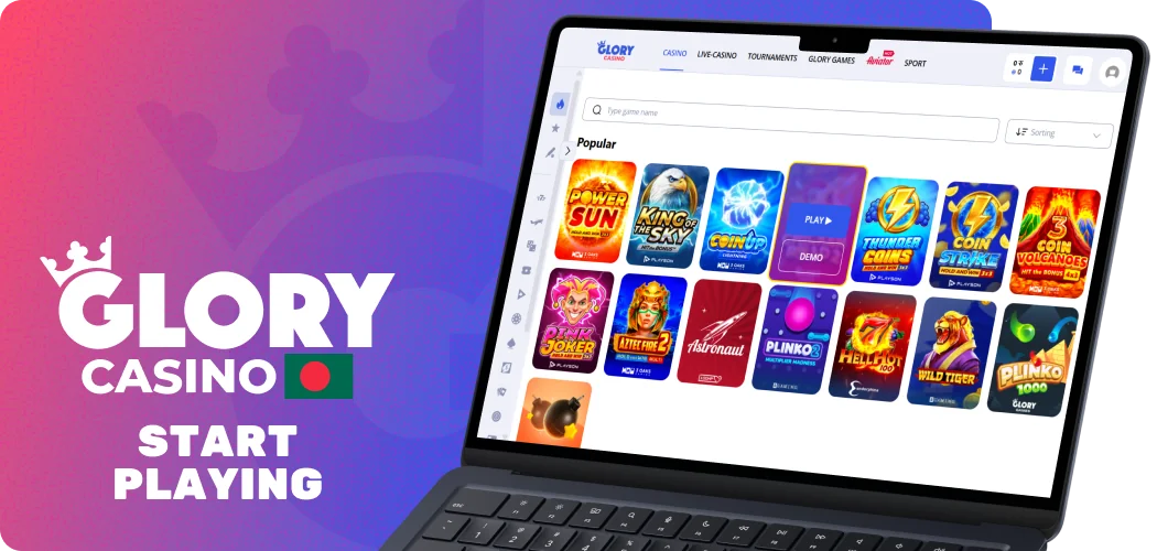 Start playing online games at Glory Casino in Bangladesh